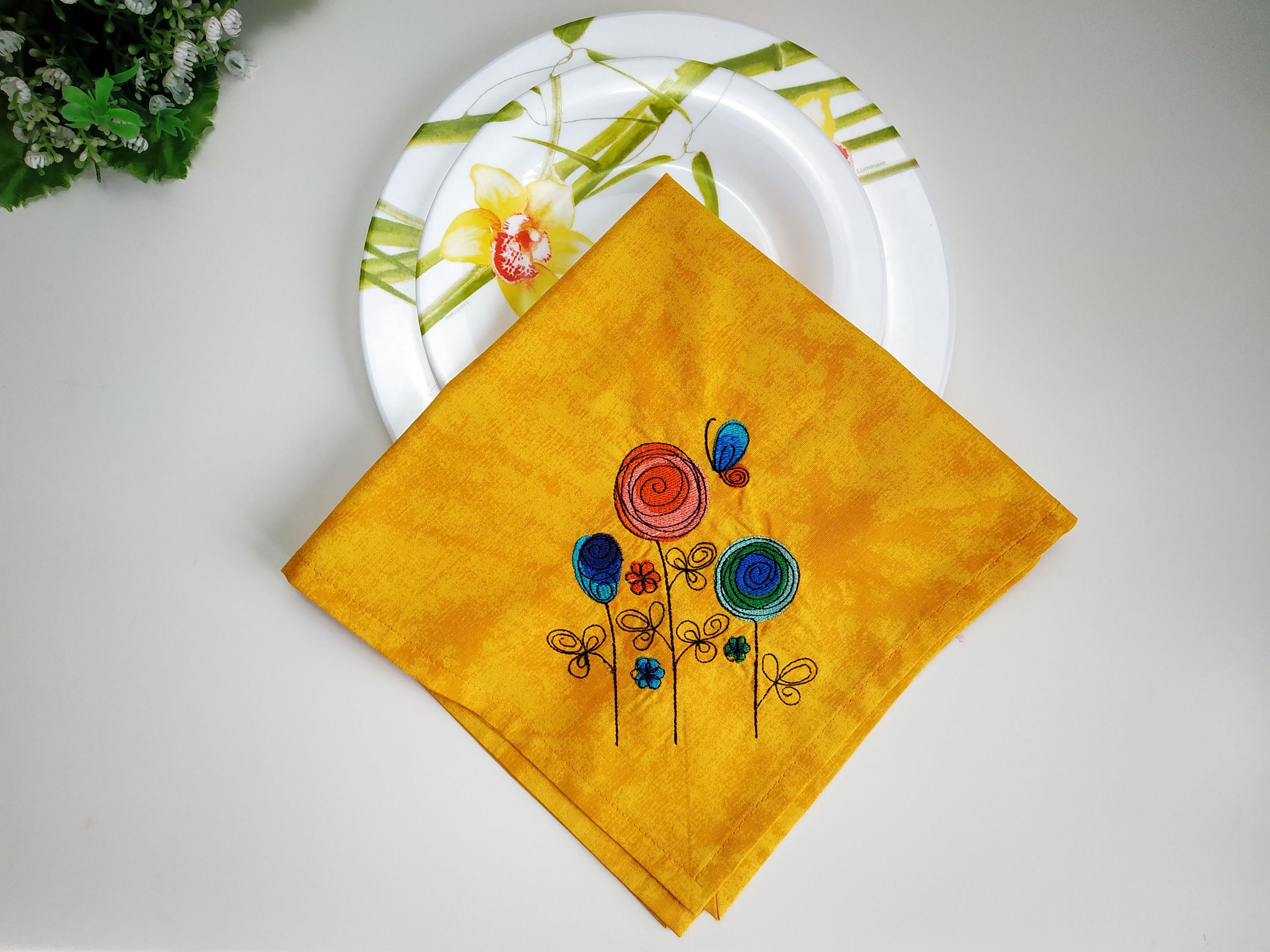 Embroider cloth napkins set of 2 4 6 spring dinner napkin Etsy