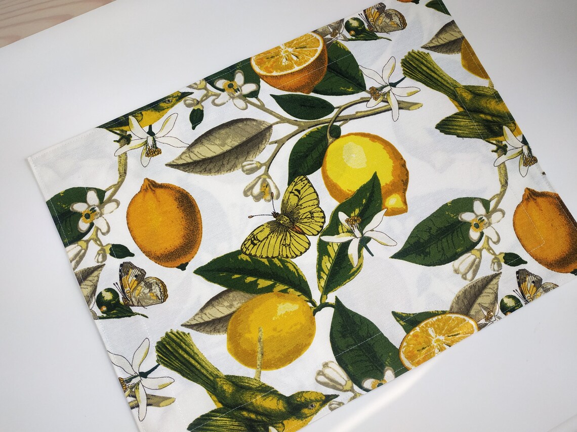 Lemon placemats set of 4 or 2 doublesided placemat with Etsy