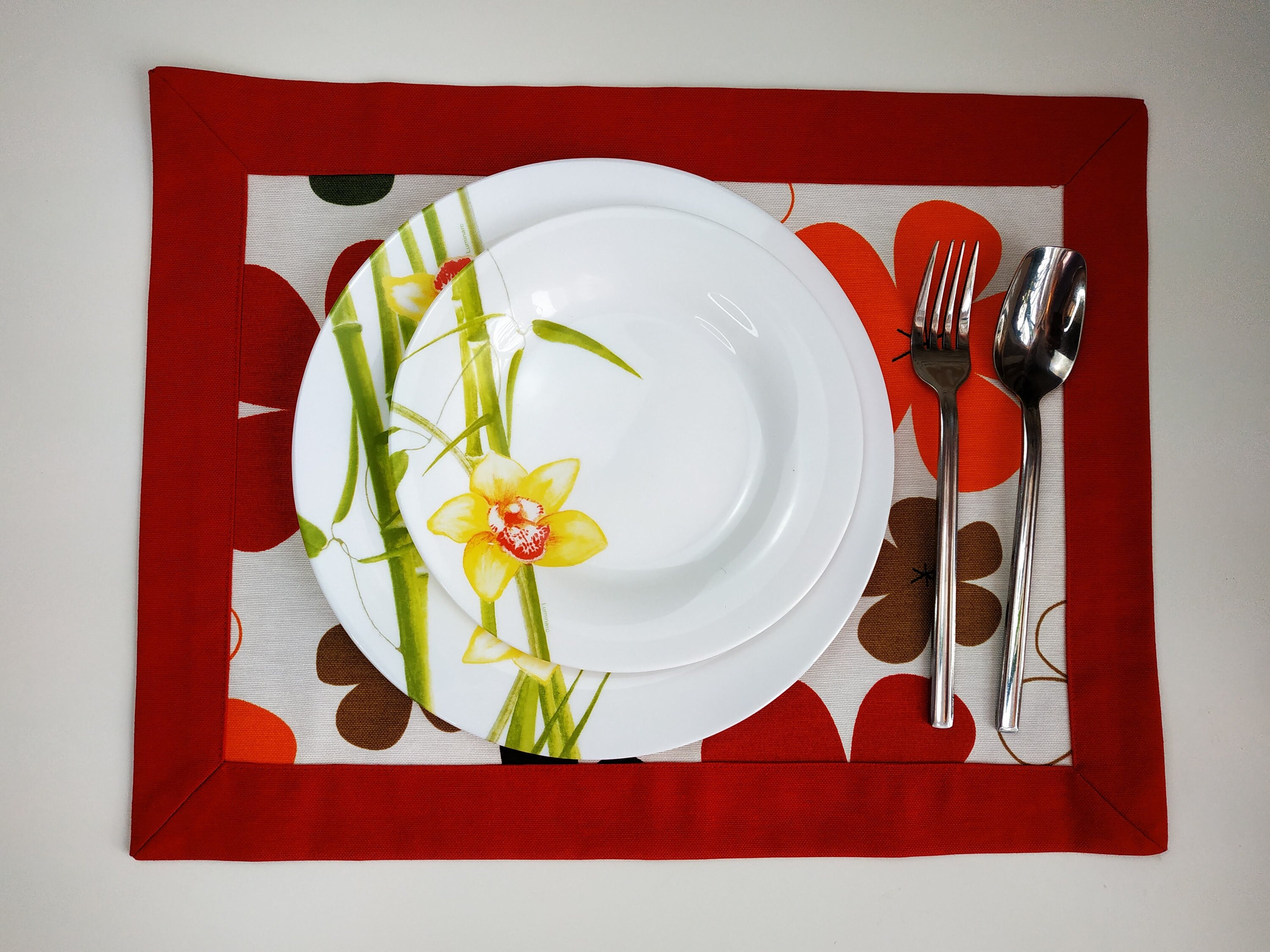 Red placemats set of 4 or 2 doublesided placemat with Etsy