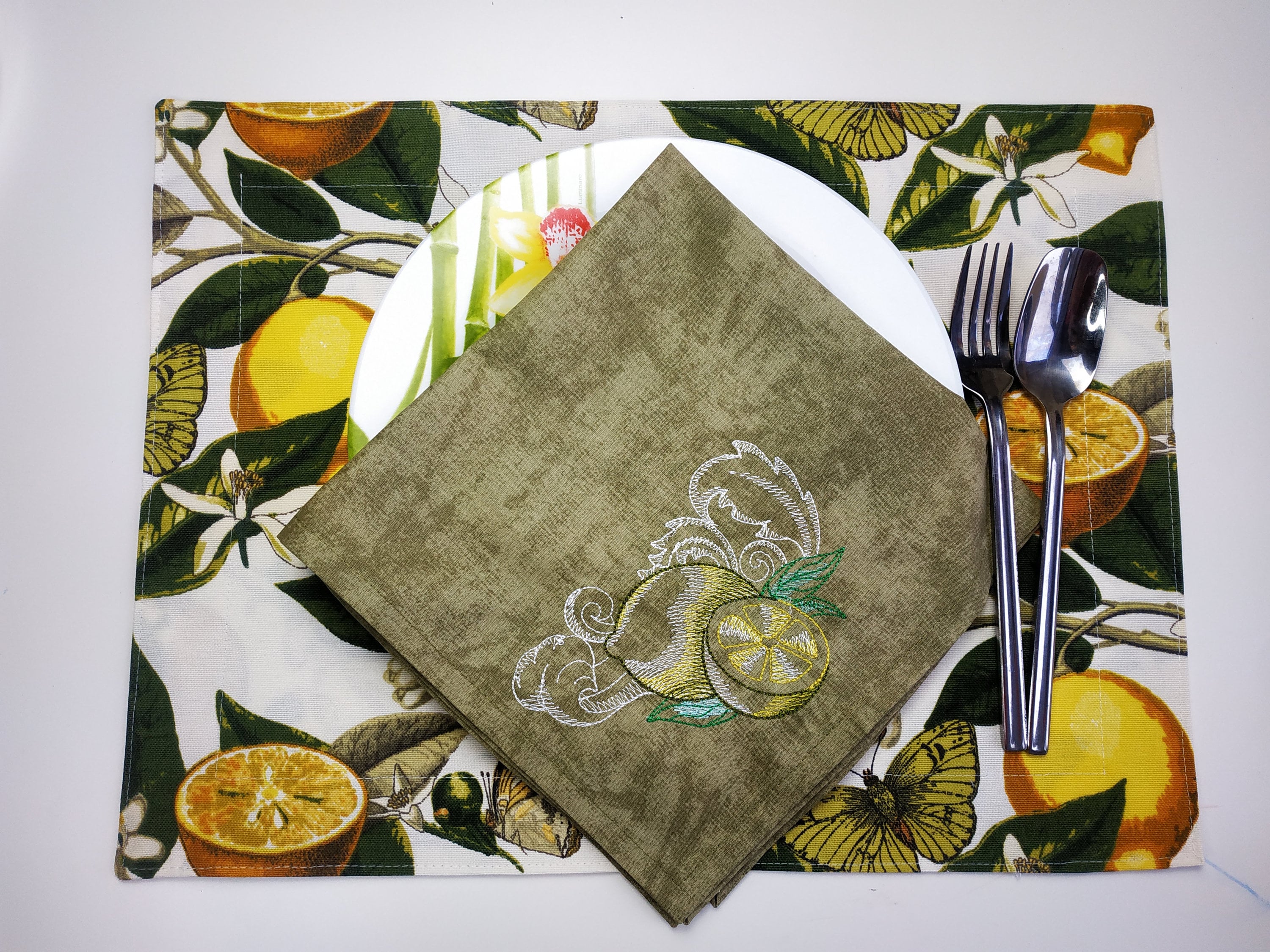 Placemats and napkins set of 6 4 or 2. Lemon placemats and Etsy