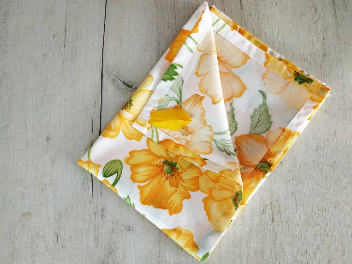 Yellow kitchen towels tea towels with a flower print english Etsy