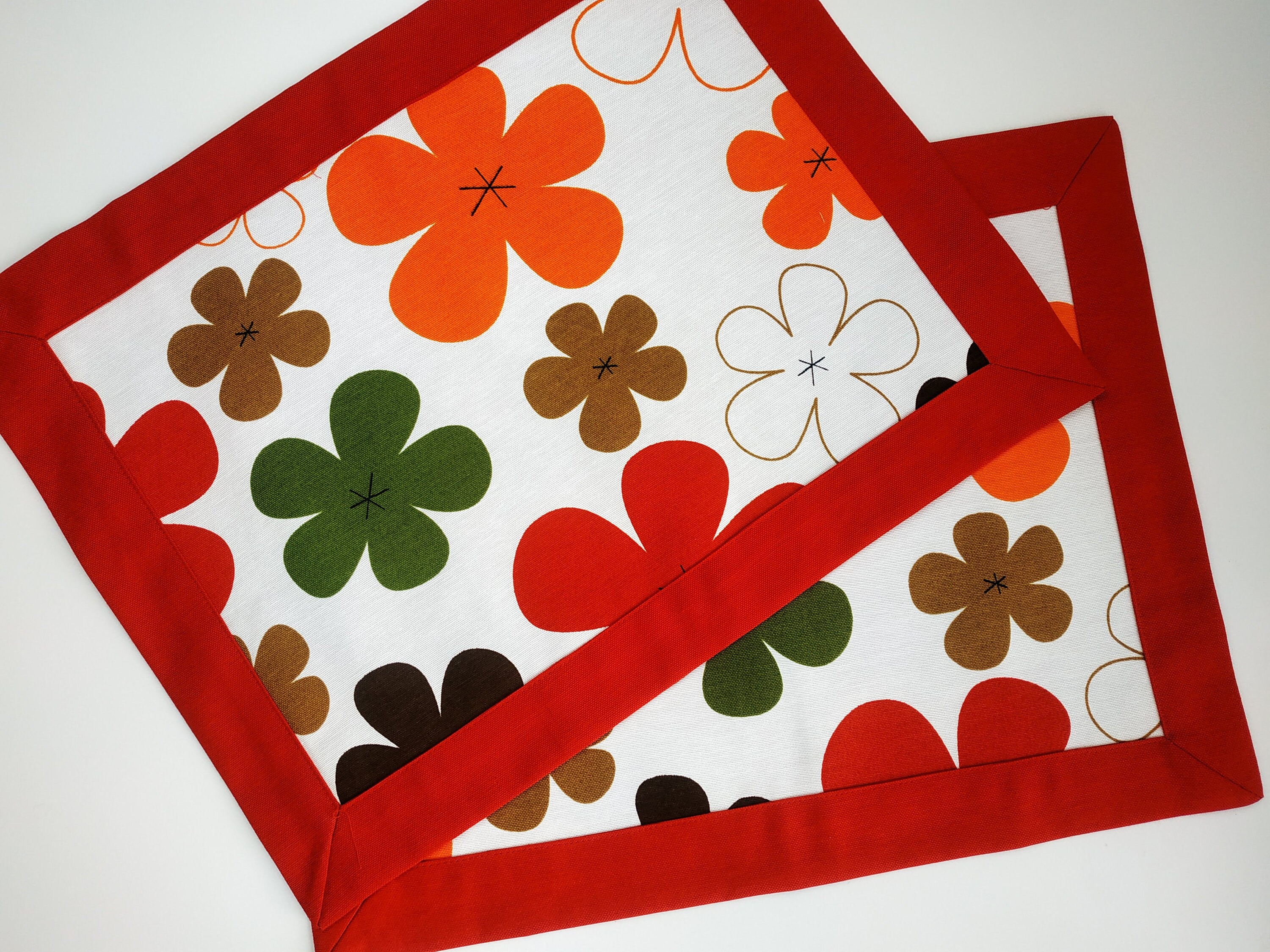Red placemats set of 4 or 2 doublesided placemat with Etsy