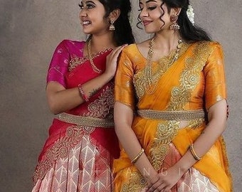 Kanjivaram Silk Half Saree Pattu Pavadai Lehenga/banglori Silk - Etsy Ireland Kanjivaram Silk Half Saree Pattu Pavadai Lehenga/banglori Silk - Etsy Ireland