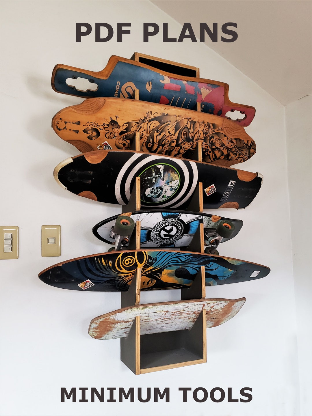 Skateboard Longboard Rack DIY Build Plans Etsy