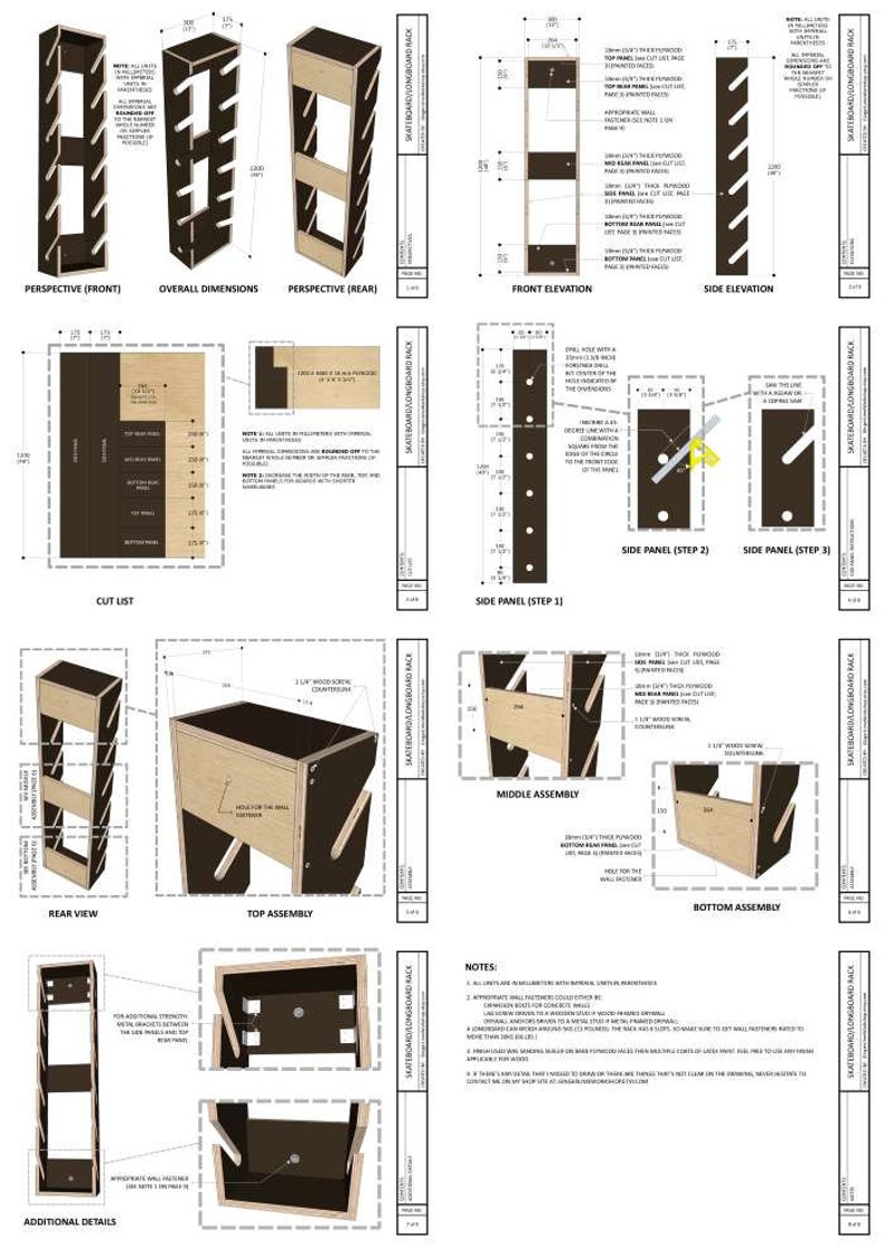 Skateboard Longboard Rack DIY Build Plans Etsy