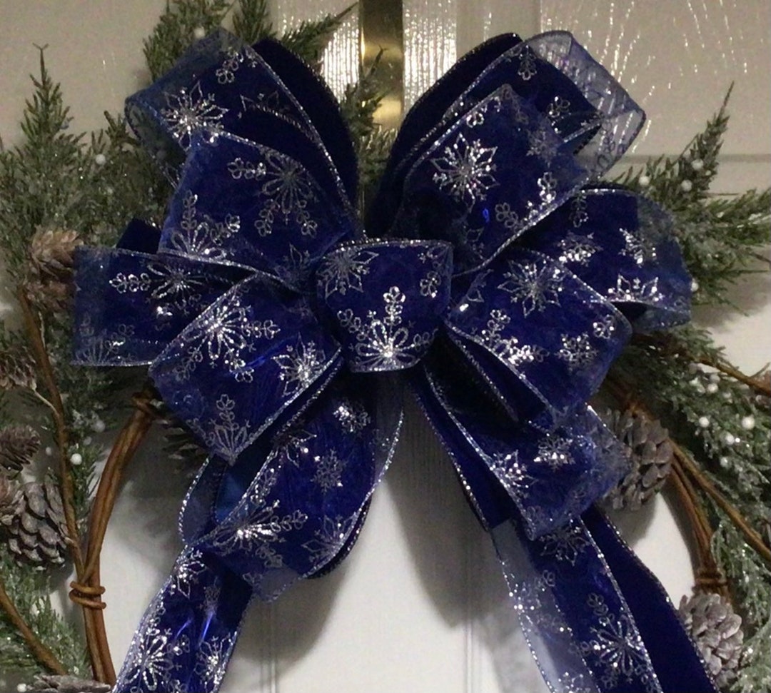 Luxury Christmas Tree Topper, Wreath, Door or Special Gift Bow. Blue