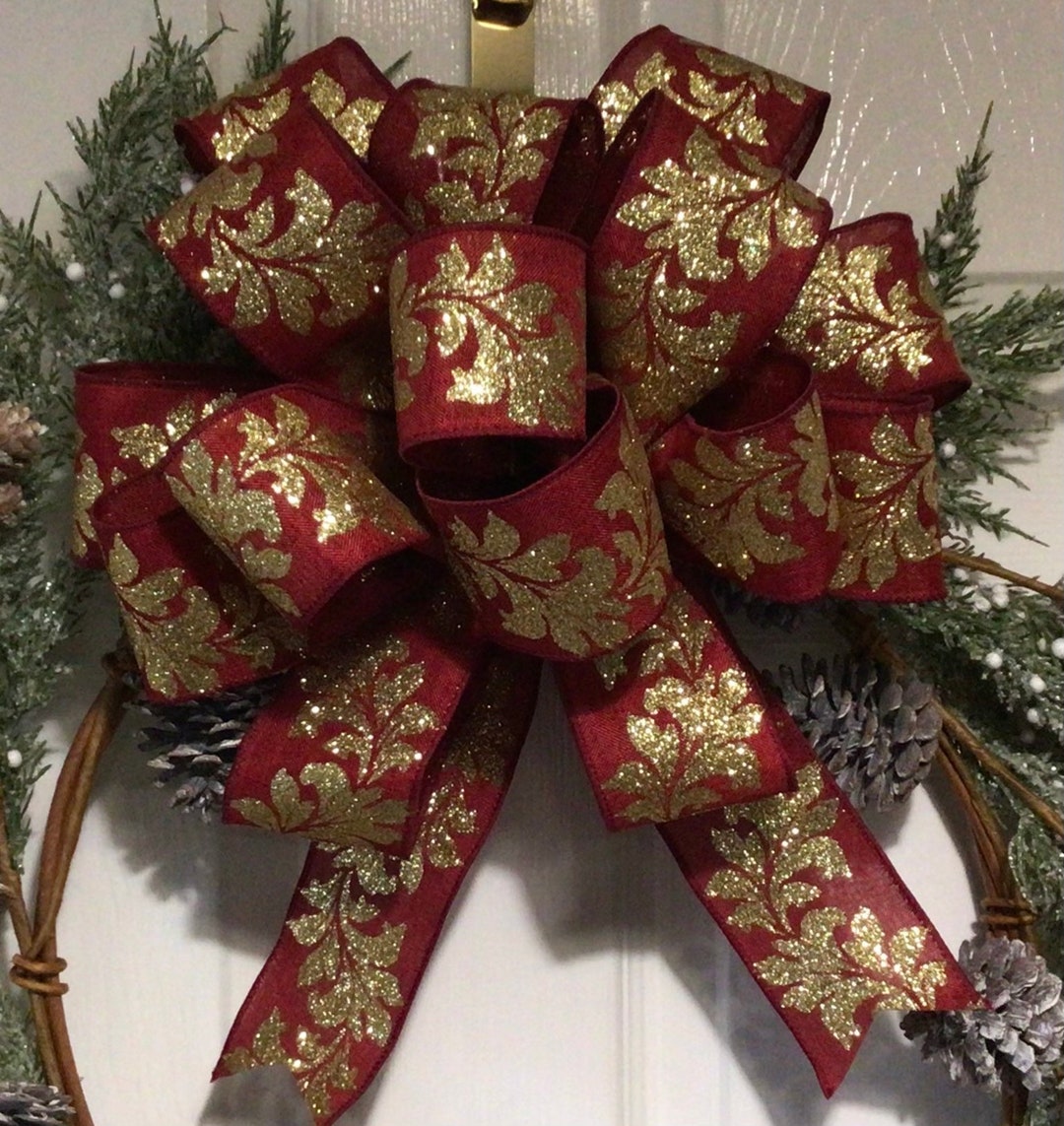 Luxury Christmas Tree Topper Wreath or Gift Bow in Burgundy Etsy UK