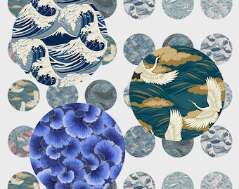 Digitale beelden boord voor cabochons "Japanse motieven"