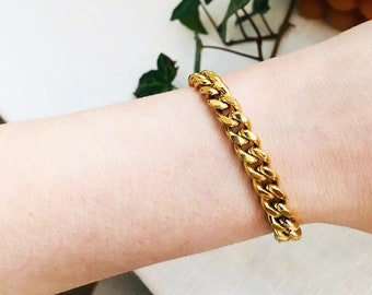 Minimalist Ladies cuban chain bracelet - 18k gold plated