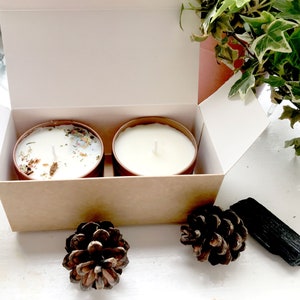 Mood Box, 2 hand poured herbal candles, vegan soy wax,