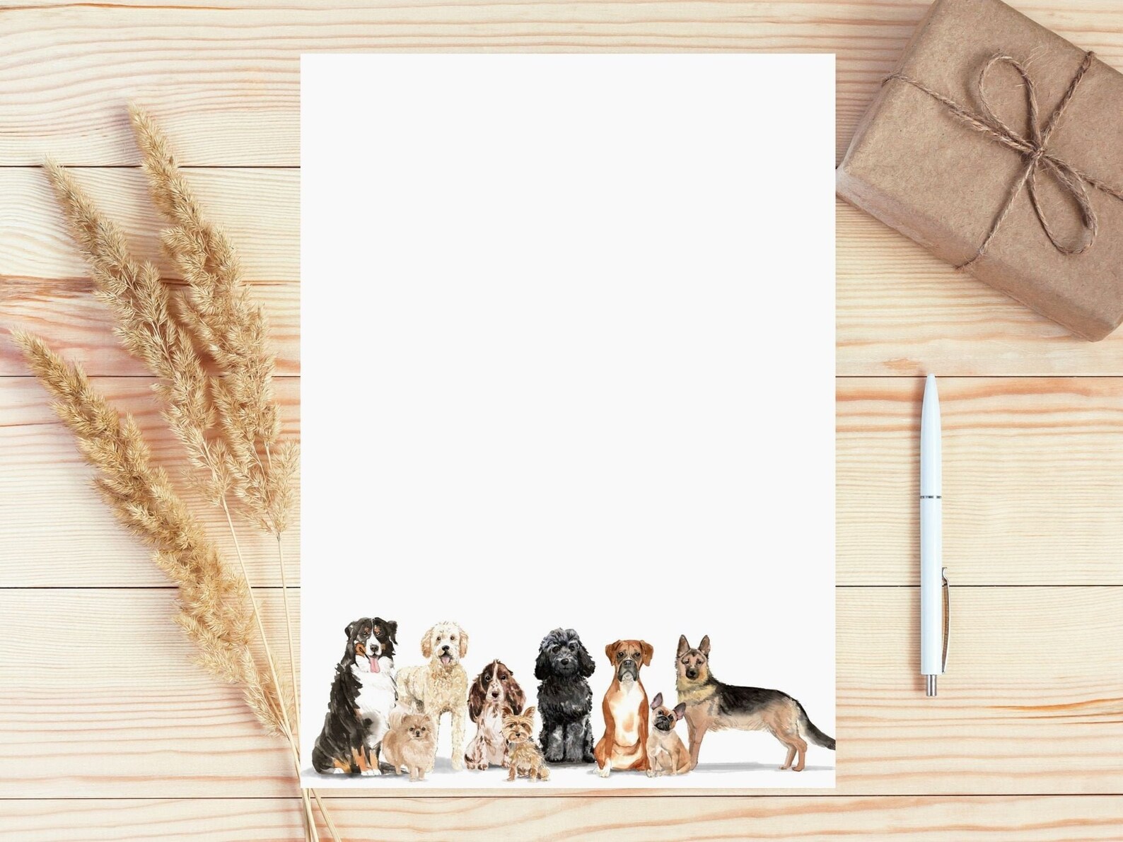 Printable Stationery Paper Dogs Notepad A4 8.5x11 Lined Etsy