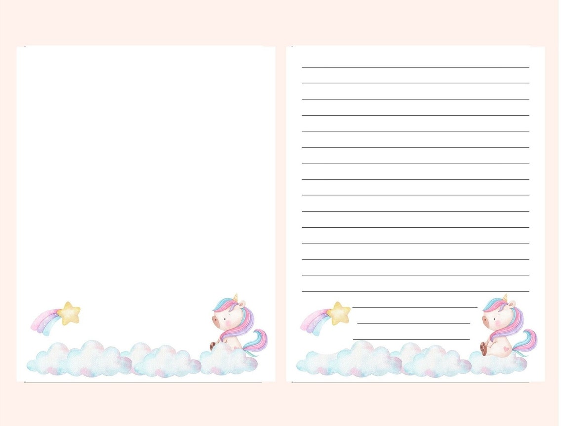 Printable Unicorn Stationery Paper A4 8.5x11 Kids | Etsy