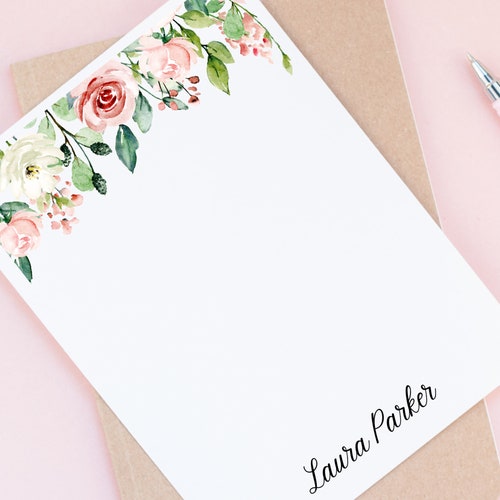 Personalized Notepad for Women Floral Notepads Personalized | Etsy