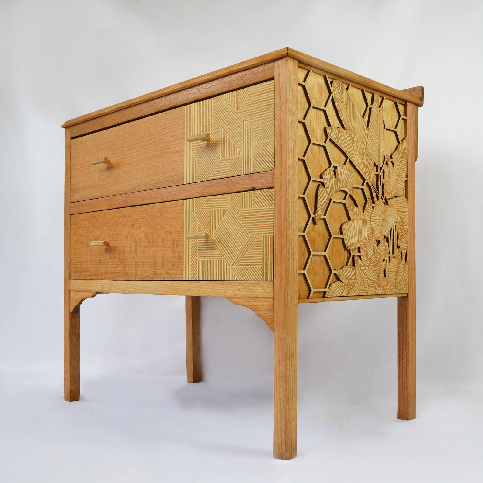 Chest of Drawers Hand Painted Laser Cut and Engraved Oak Etsy