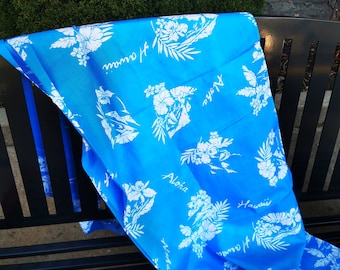 Algodão/poliéster estilo batik com estampa havaiana dos anos 1980 – 44” de largura, vendido por meio metro