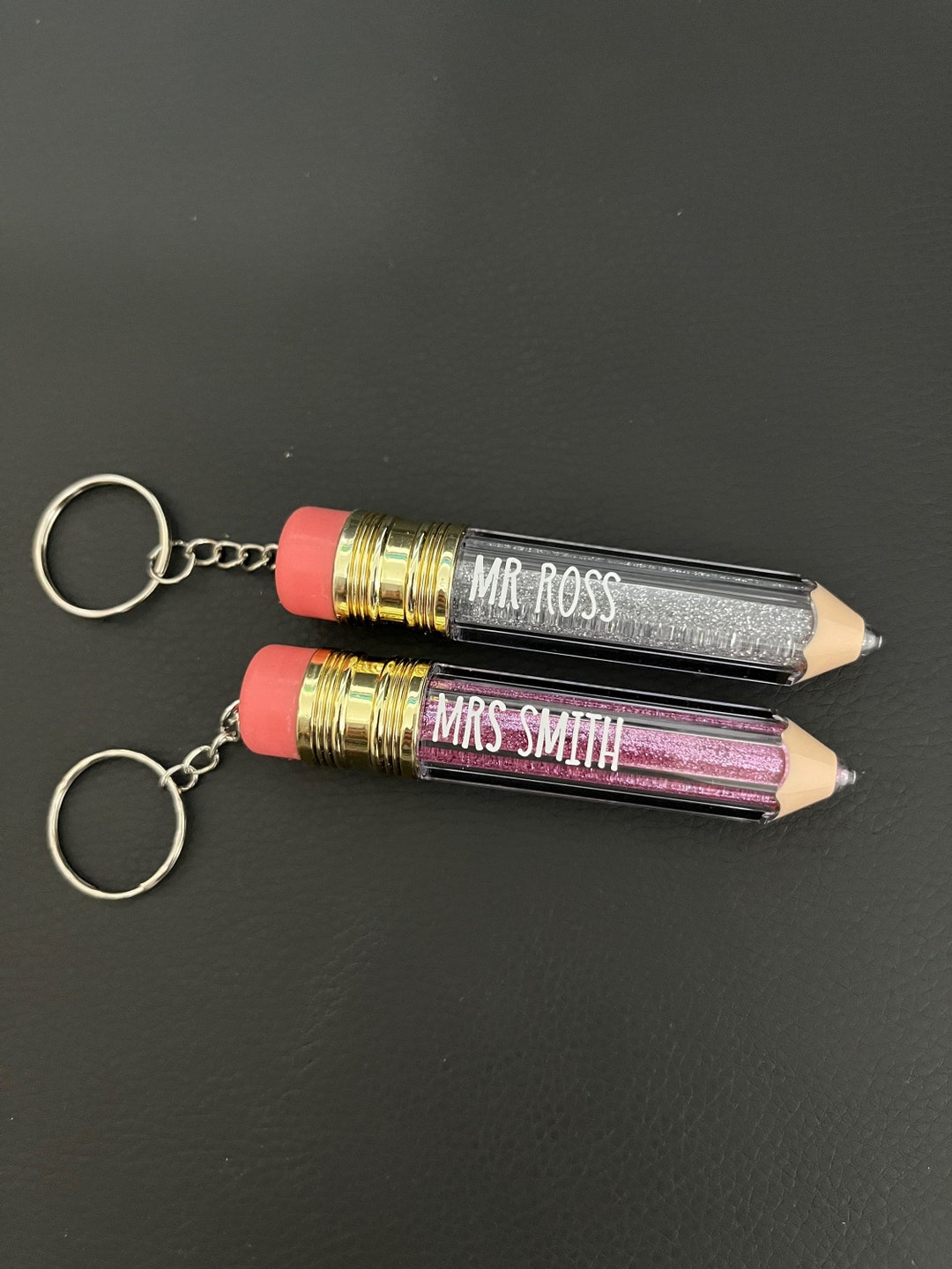 Personalised Pencil Keyring 3D Glitter Pencil Keychain Etsy UK