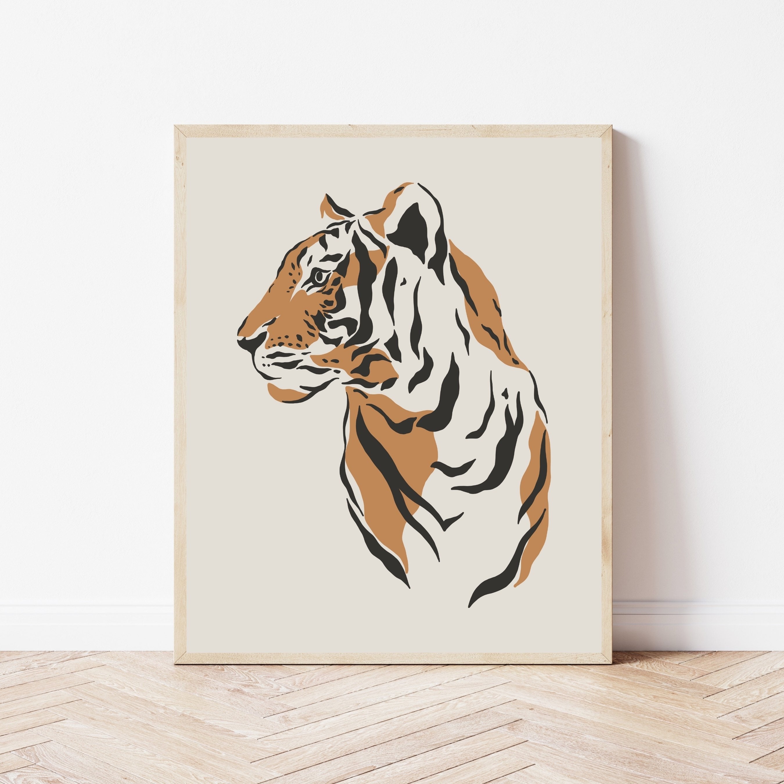 Abstract tiger art print safari art boho prints neutral | Etsy