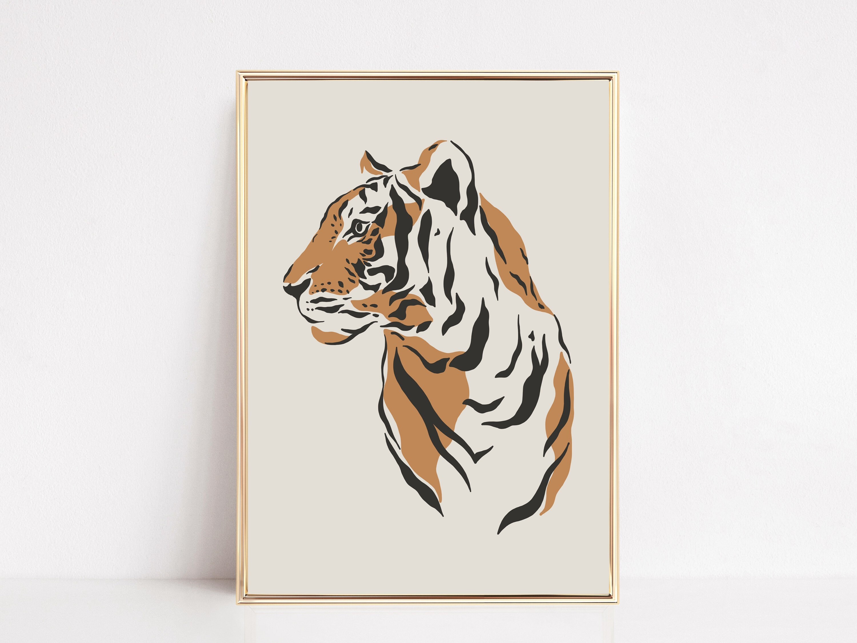 Abstract tiger art print safari art boho prints neutral Etsy