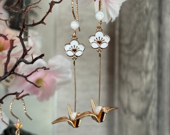 UME origami plum blossom Sakura cherry blossom earrings