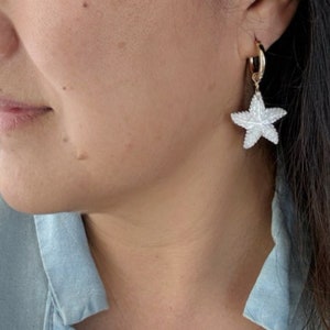 Mother of Pearl Star Huggie Hoops