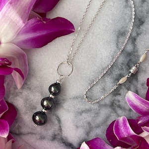 Colar de pérolas triplas do Taiti STACK Colar de ouro 14K preenchido