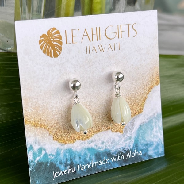 Hawaiian White or Pink Pikake Studs in Silver or Gold Earrings