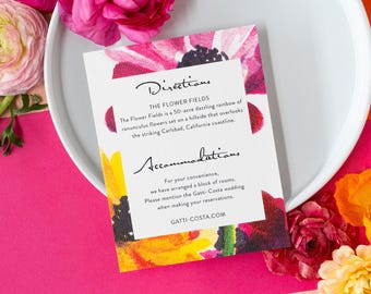 Watercolor Ranunculus Floral Wedding Information Card