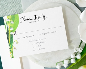 Lily of the Valley Watercolor RSVP Card: Floral Wedding Reply