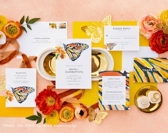 Butterfly Watercolor Wedding Suite - Colorful Monarch Butterfly Printed Sample (Butterfly Suite)