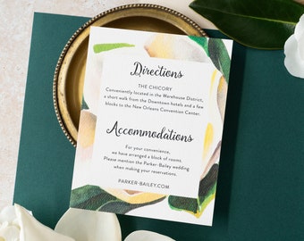 Magnolia Watercolor Wedding Information Card