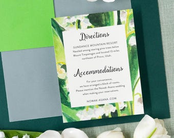 Lily of the Valley Wedding Information Card: Watercolor Floral Print