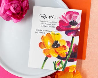 Ranunculus Floral Watercolor Wedding Reception Card