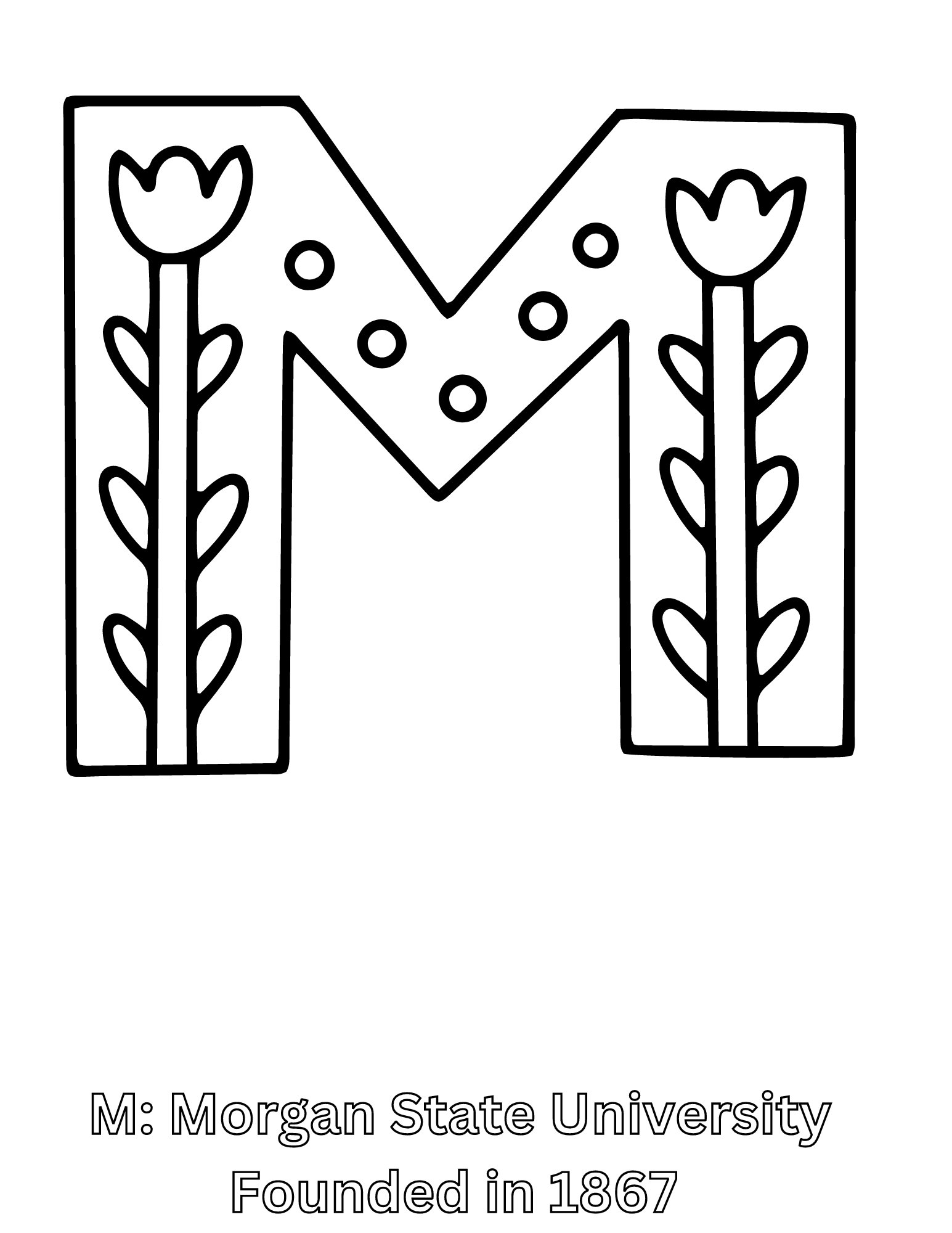 Letter M coloring page