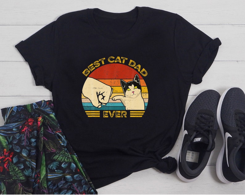 Sunset Shirt Vintage Best Cat Dad Ever Fist Bump Fit Father/'s Day Shirt Cat Lover Shirt Pet Lover Shirt Gift For Dads Love Cat Shirt