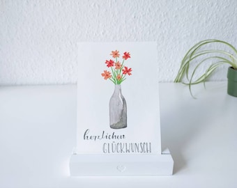 Bloemenvaaskaart: aanpasbaar voor verjaardag / uitnodiging / feest / felicitatie / afstuderen / feest