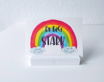 Je bent sterk / Du bist stark | Rainbow Empowerment-kaart voor innerlijke kracht