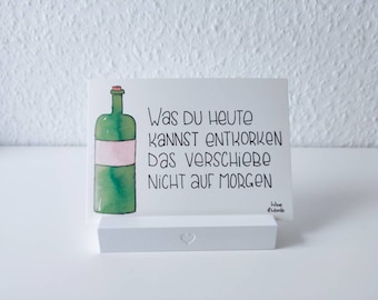 Grappige verjaardagswijnkaart voor vrienden, collega's, familie met humor | Vandaag uit de fles / Heute entkorken - Wine and Words #2