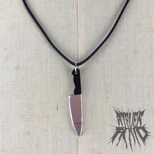 The Assailant necklace -laser cut mirror acrylic knife necklace. Cute horror slasher jewellery. Halloween gift. Halloween necklace