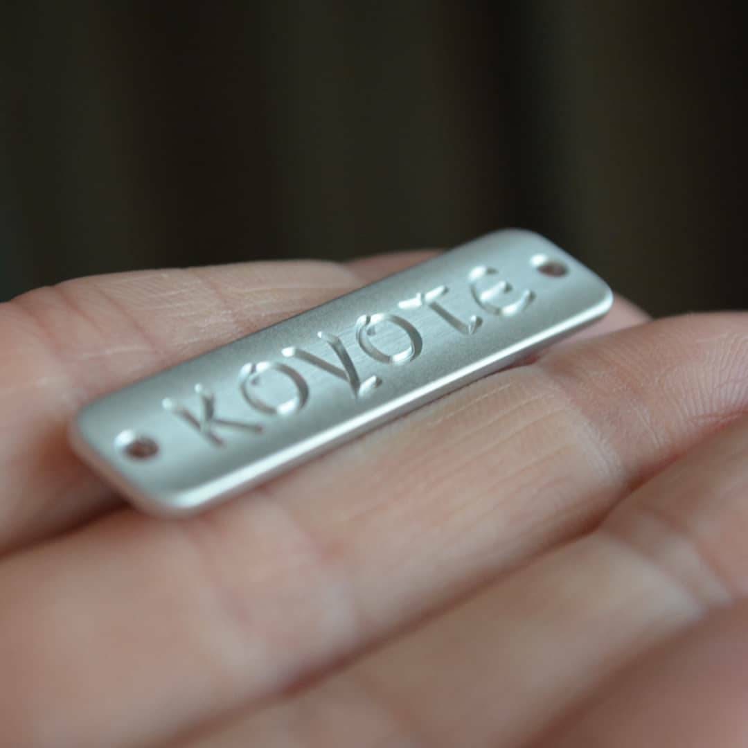 Engraved metal clothing tag metal label for bag silver Etsy
