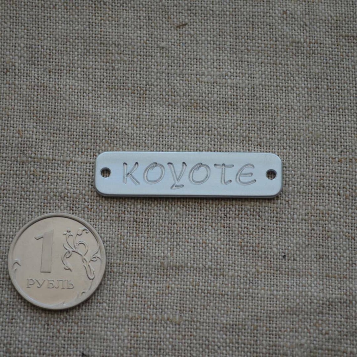 Engraved metal clothing tag metal label for bag silver Etsy