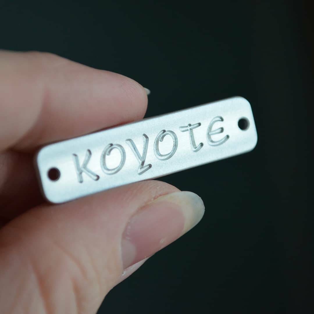 Engraved metal clothing tag metal label for bag silver | Etsy