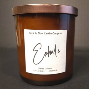 Exhale Luxury Scented Candle White Candles Music Lover Gift Soy Wax Candles 8 oz jar Playlist Included image 3