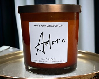 Adore Candle | 8 oz Candle | Playlist Included | Wick and Glow Candles