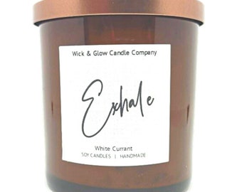 Exhale Luxury Scented Candle| White Candles| Music Lover Gift | Soy Wax Candles| 8 oz jar | Playlist Included