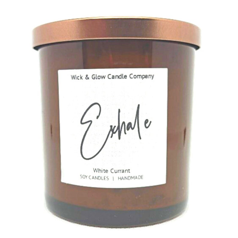Exhale Luxury Scented Candle White Candles Music Lover Gift Soy Wax Candles 8 oz jar Playlist Included image 1