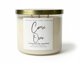 Vela de manteca de cacao, vela de soja de lujo de 3 mechas con aroma a cachemir.
