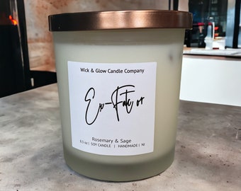 Ex-Factor Luxury Scented Candles | Rosemary and Sage |  Soy Wax Candle | Playlist Included | Wick and Glow Candles