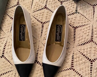 navy and white heels