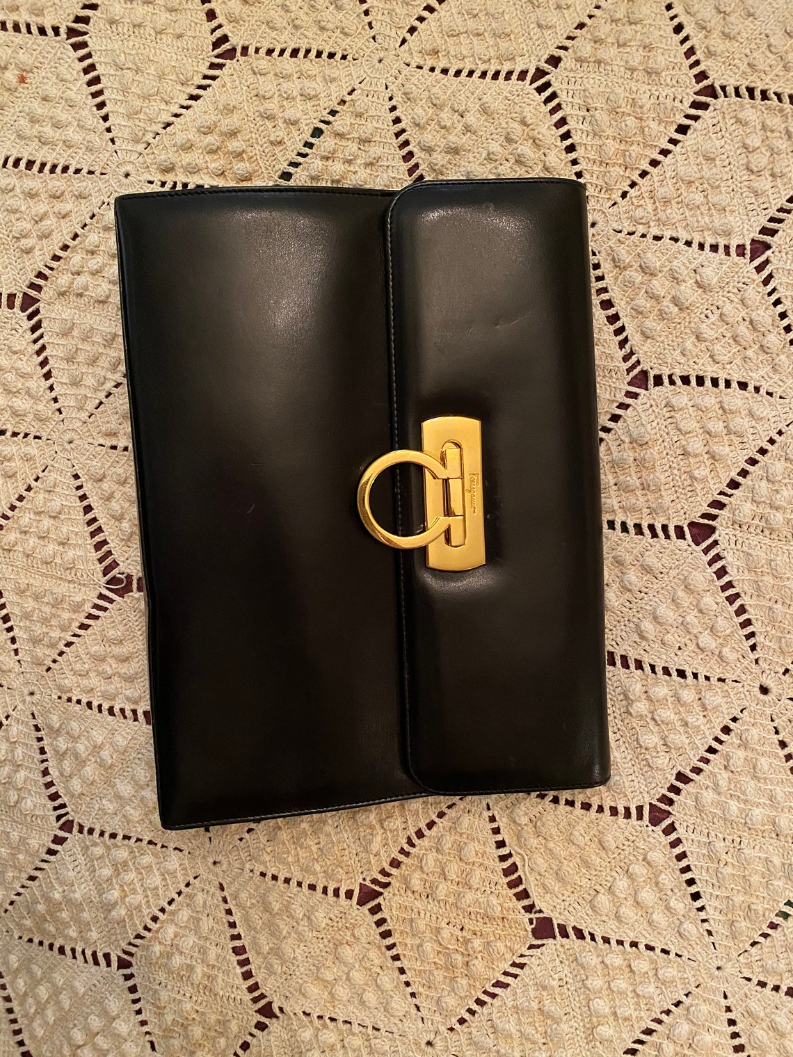 Vintage Salvatore Ferragamo clutch black purse | Etsy