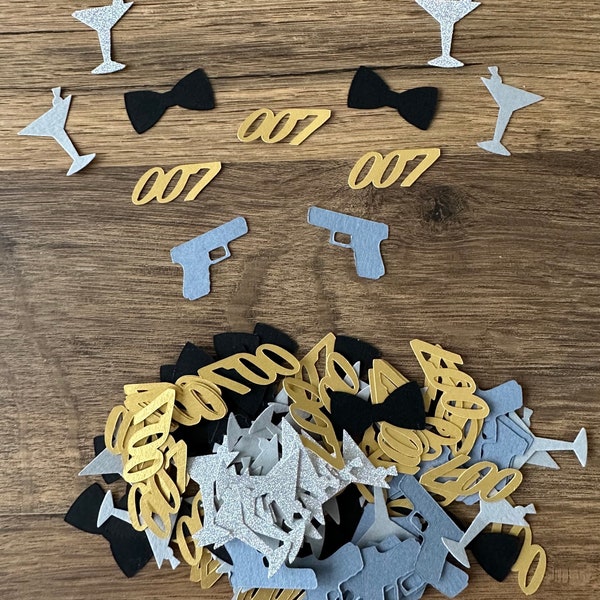 James Bond Confetti - Table Scatter - Party Decoration - James Bond Table Scatter Featuring 007, Martinis, Bowties & Pistols!